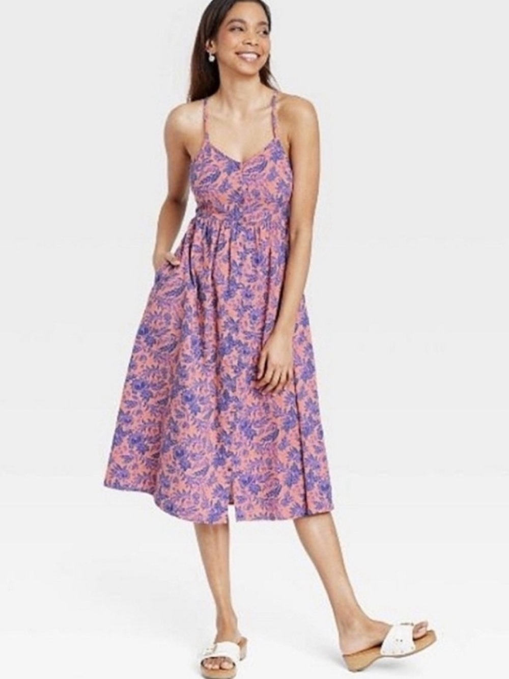 Universal Threads Floral Spaghetti Strap Midi Dress